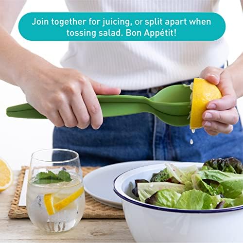 JuicePair 2-in-1 מסחטה/שרת סלט | גאדג'טים למטבח מגניבים להכין רוטב וסלט | מסחטת לימון/סלטים ללא BPA